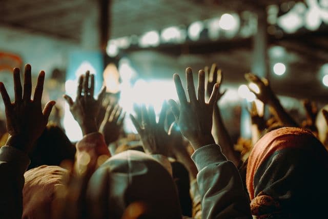 People worshipping together